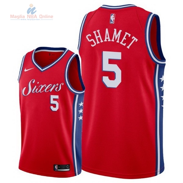 Acquista Maglia NBA Nike Philadelphia Sixers #5 Landry Shamet Rosso Statement 2018