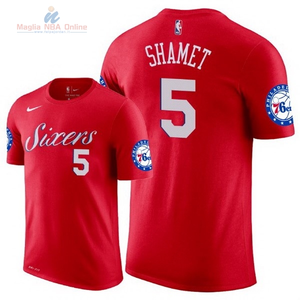 Acquista Maglia NBA Nike Philadelphia Sixers Manica Corta #5 Landry Shamet Rosso 2018