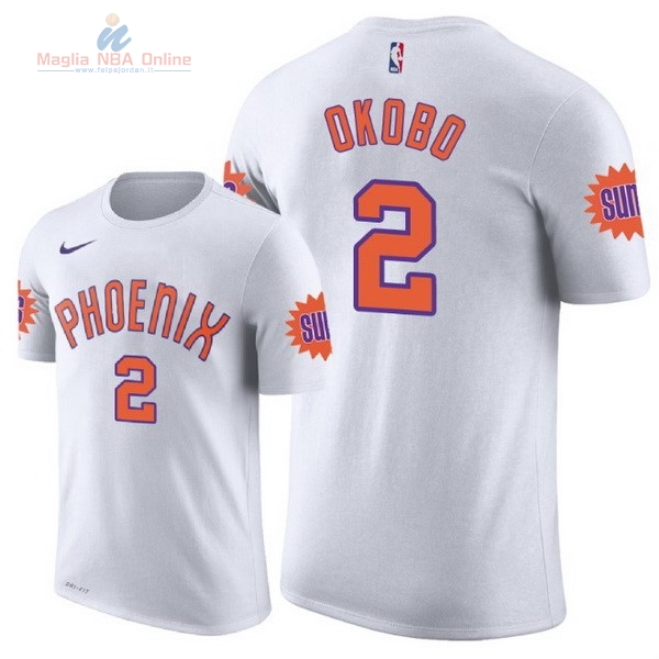 Acquista Maglia NBA Nike Phoenix Suns Manica Corta #2 Elie Okobo Retro Bianco 2018