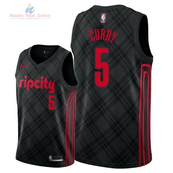 Acquista Maglia NBA Nike Portland Trail Blazers #5 Seth Curry Nike Nero Città 2018