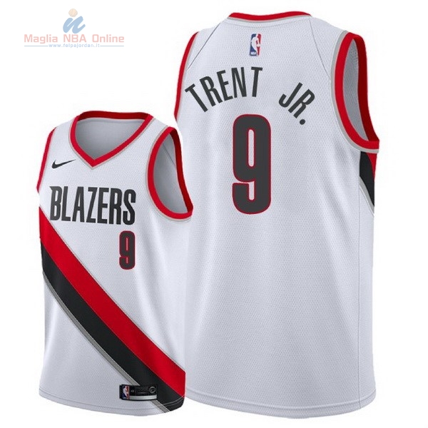 Acquista Maglia NBA Nike Portland Trail Blazers #9 Gary Trent Jr Bianco Association 2018