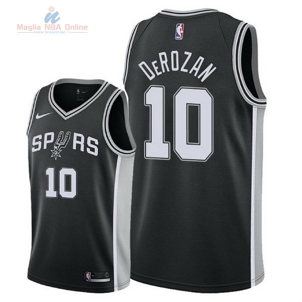 Acquista Maglia NBA Nike San Antonio Spurs #10 DeMar DeRozan Nero Icon 2018