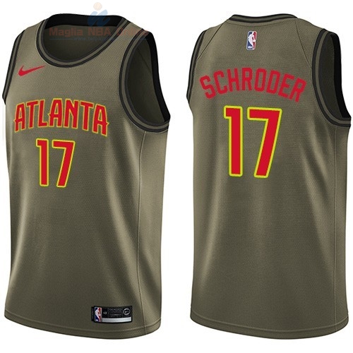 Acquista Maglia NBA Atlanta Hawks Servizio Di Saluto #17 Dennis Schroder Nike Army Green 2018