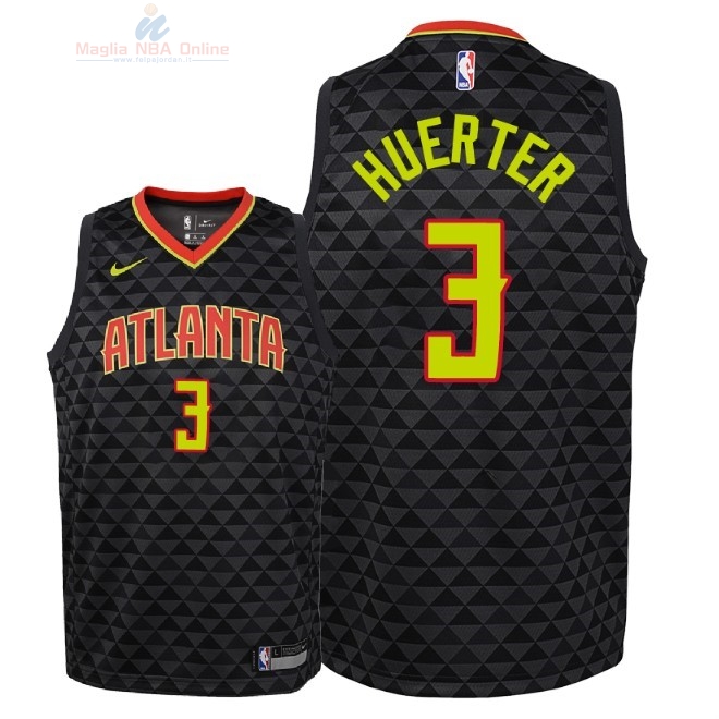 Acquista Maglia NBA Bambino Atlanta Hawks #3 Kevin Huerter Nero Icon 2018-19