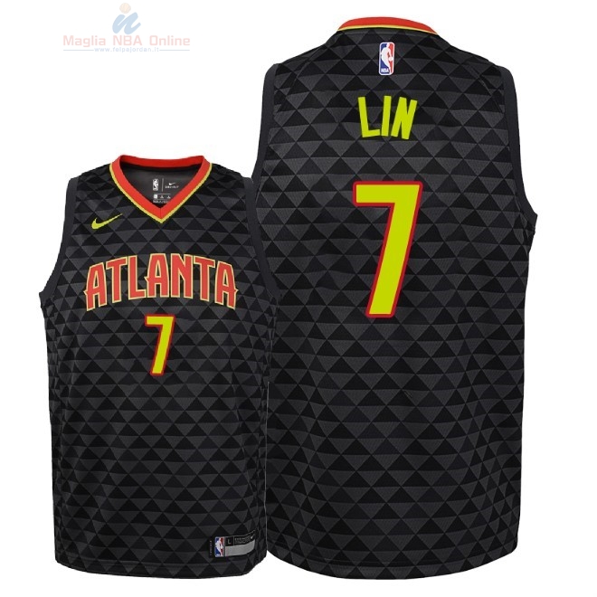 Acquista Maglia NBA Bambino Atlanta Hawks #7 Jeremy Lin Nero Icon 2018