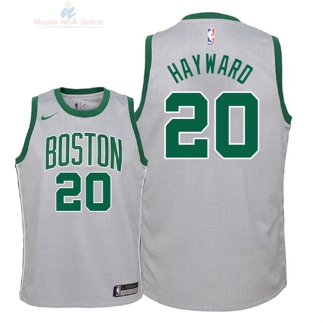 Acquista Maglia NBA Bambino Boston Celtics #20 Gordon Hayward Nike Grigio Città 2018
