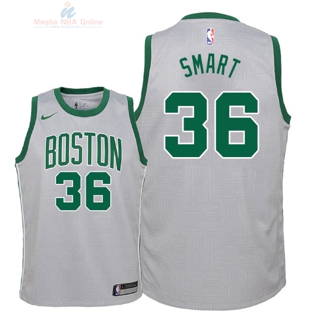 Acquista Maglia NBA Bambino Boston Celtics #36 Marcus Smart Nike Grigio Città 2018