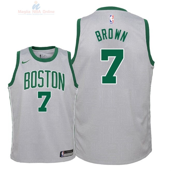Acquista Maglia NBA Bambino Boston Celtics #7 Jaylen Brown Nike Grigio Città 2018