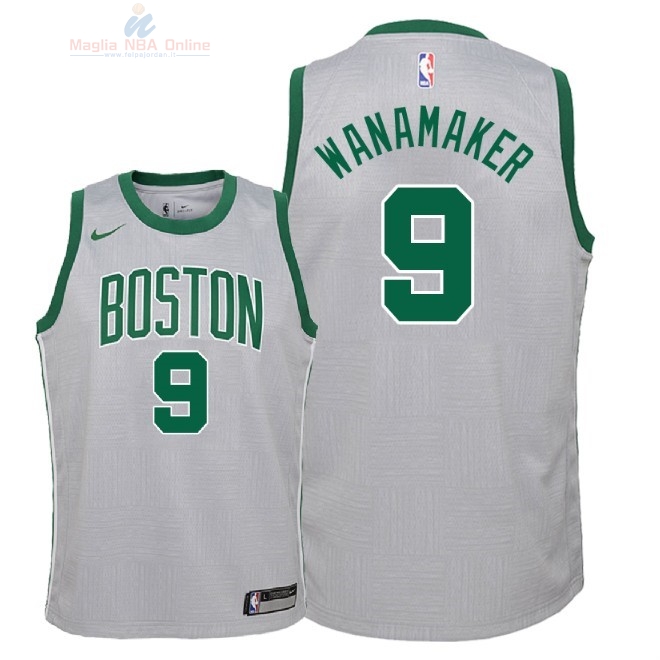 Acquista Maglia NBA Bambino Boston Celtics #9 Bradley Wanamaker Nike Grigio Città 2018