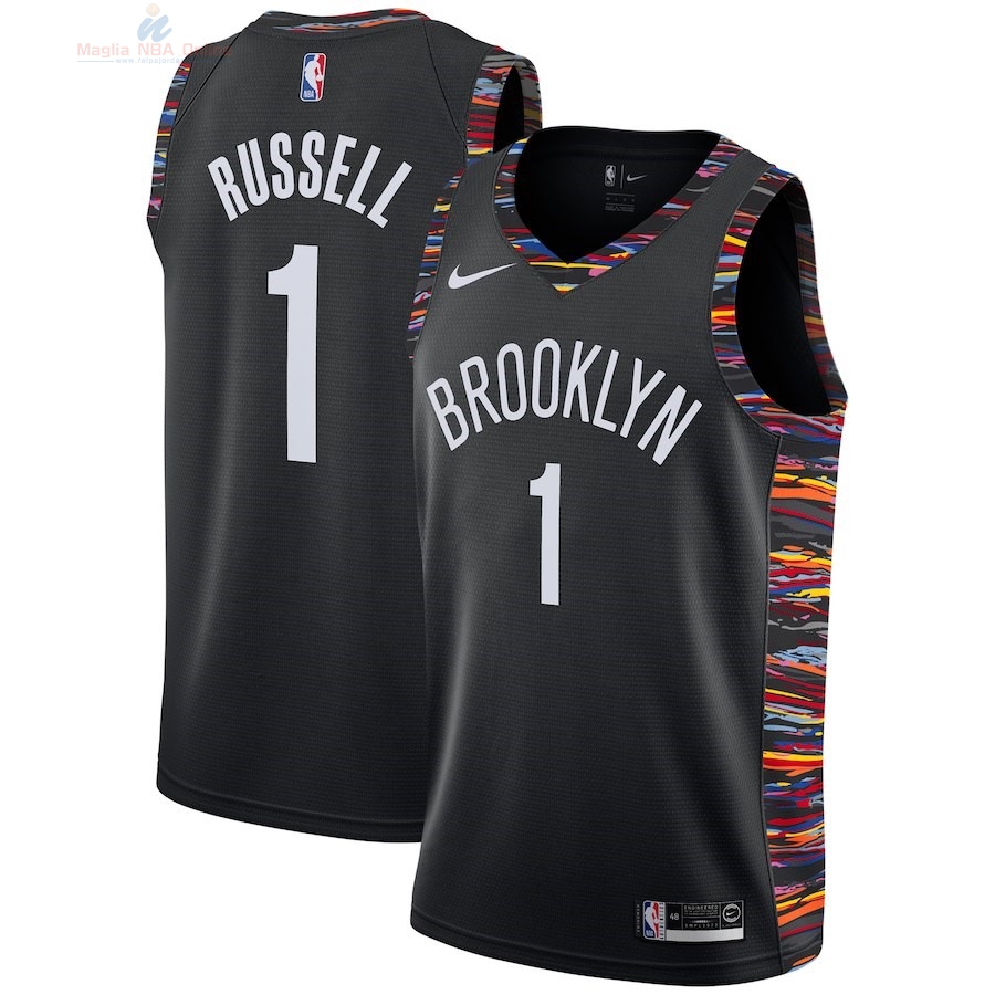 Acquista Maglia NBA Bambino Brooklyn Nets #1 D'Angelo Russell Nike Nero Città 2018-19