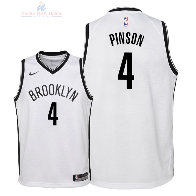 Acquista Maglia NBA Bambino Brooklyn Nets #10 Theo Pinson Bianco Association 2018