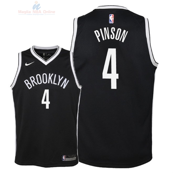 Acquista Maglia NBA Bambino Brooklyn Nets #10 Theo Pinson Nero Icon 2018