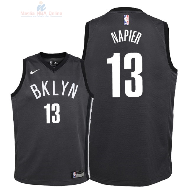 Acquista Maglia NBA Bambino Brooklyn Nets #13 Shabazz Napier Nero Statement 2018