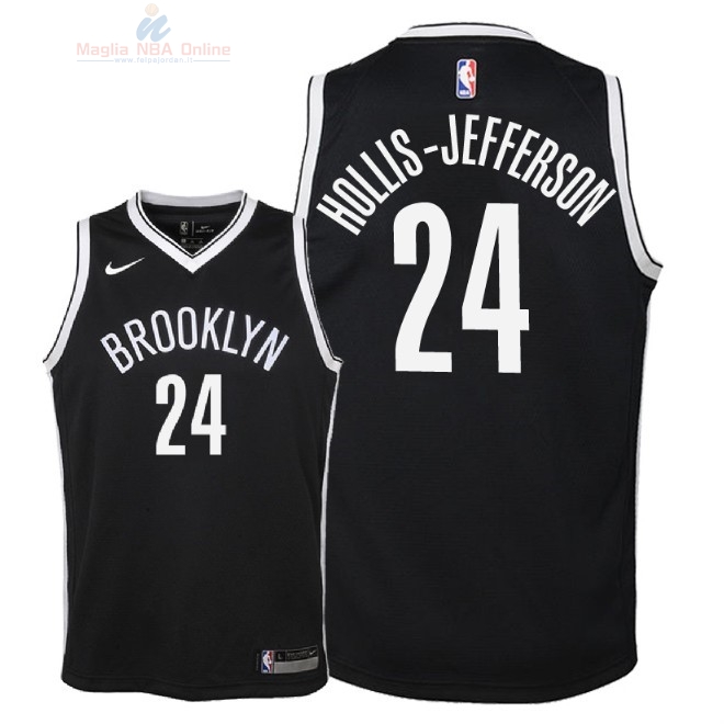 Acquista Maglia NBA Bambino Brooklyn Nets #24 Rondae Hollis Jefferson Nero Icon 2018