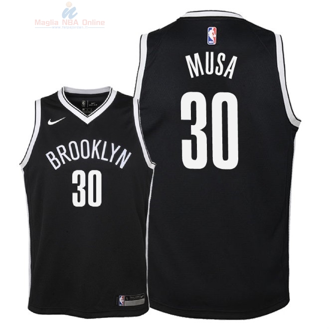 Acquista Maglia NBA Bambino Brooklyn Nets #30 Dzanan Musa Nero Icon 2018