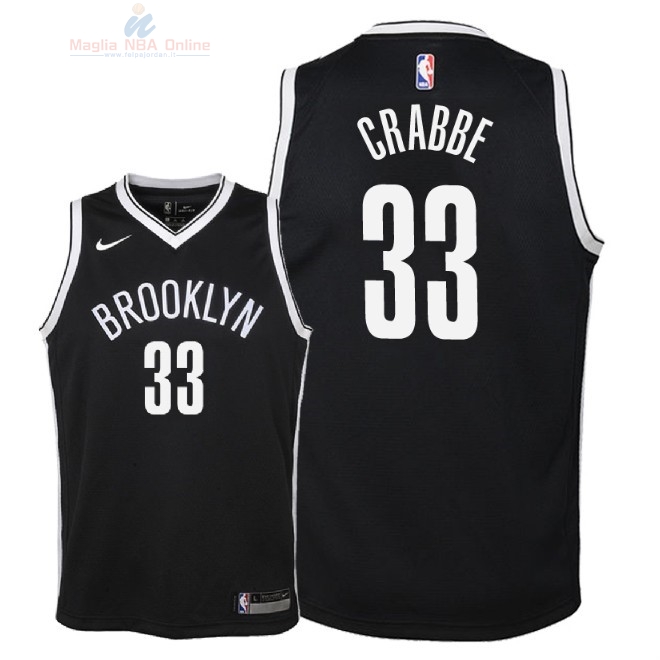 Acquista Maglia NBA Bambino Brooklyn Nets #33 Allen Crabbe Nero Icon 2018