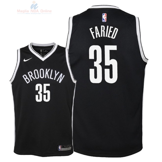 Acquista Maglia NBA Bambino Brooklyn Nets #35 Kenneth Faried Nero Icon 2018