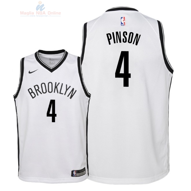 Acquista Maglia NBA Bambino Brooklyn Nets #4 Theo Pinson Bianco Association 2018