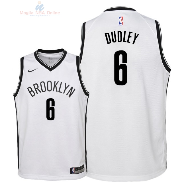 Acquista Maglia NBA Bambino Brooklyn Nets #6 Jared Dudley Bianco Association 2018