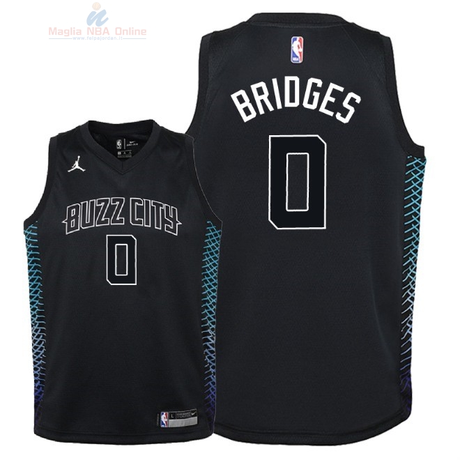 Acquista Maglia NBA Bambino Charlotte Hornets #0 Miles Bridges Nike Nero Città 2018