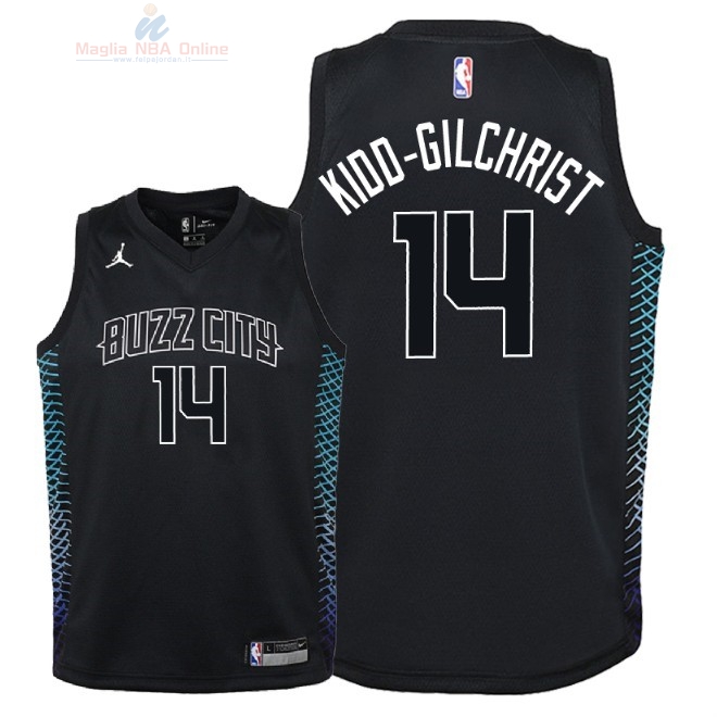 Acquista Maglia NBA Bambino Charlotte Hornets #14 Michael Kidd Gilchrist Nike Nero Città 2018