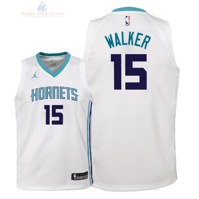 Acquista Maglia NBA Bambino Charlotte Hornets #15 Kemba Walker Bianco Association 2018