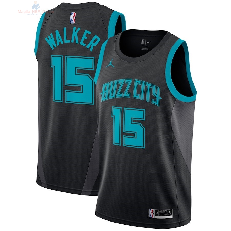 Acquista Maglia NBA Bambino Charlotte Hornets #15 Kemba Walker Nike Nero Città 2018-19