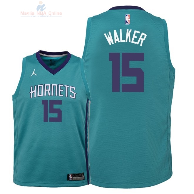 Acquista Maglia NBA Bambino Charlotte Hornets #15 Kemba Walker Verde Icon 2018