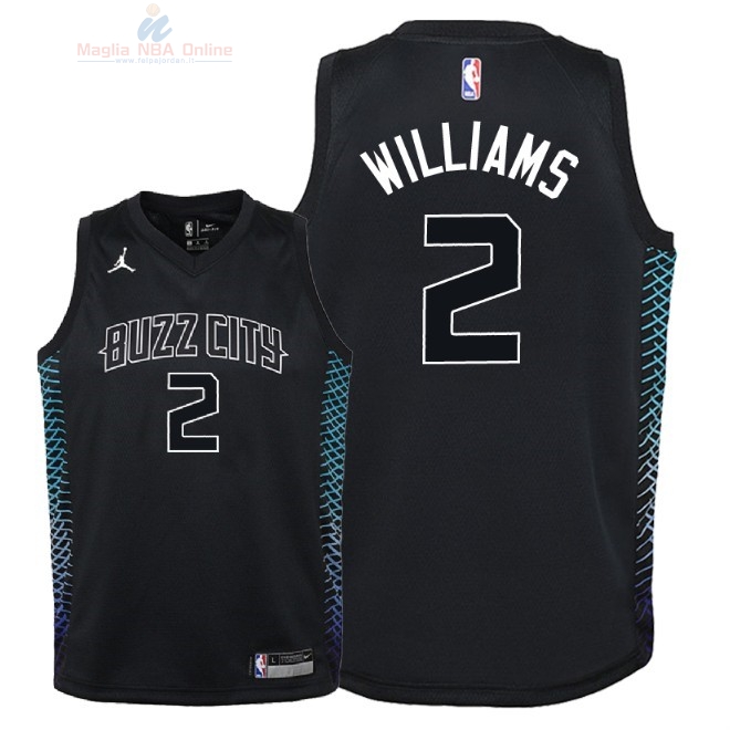 Acquista Maglia NBA Bambino Charlotte Hornets #2 Marvin Williams Nike Nero Città 2018