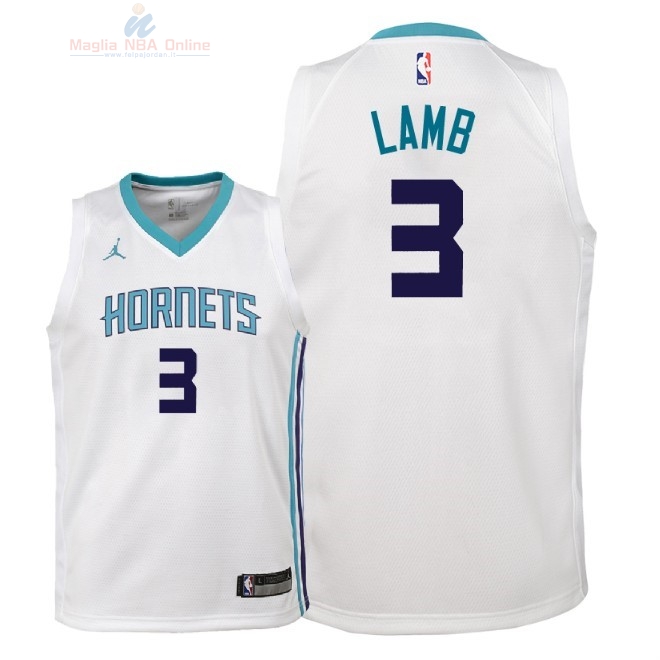 Acquista Maglia NBA Bambino Charlotte Hornets #3 Jeremy Lamb Bianco Association 2018