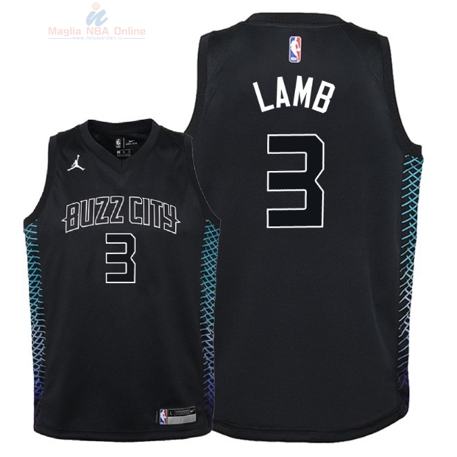 Acquista Maglia NBA Bambino Charlotte Hornets #3 Jeremy Lamb Nike Nero Città 2018