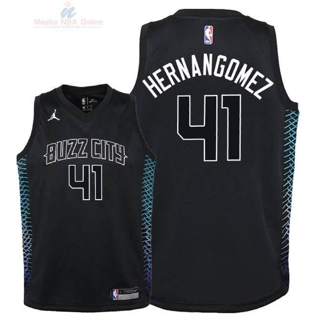 Acquista Maglia NBA Bambino Charlotte Hornets #41 Willy Hernangomezb Nike Nero Città 2018