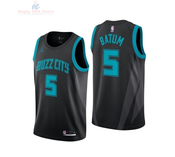 Acquista Maglia NBA Bambino Charlotte Hornets #5 Nicolas Batum Nike Nero Città 2018-19