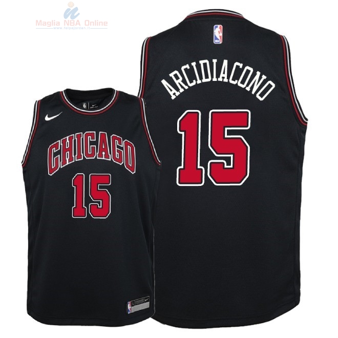 Acquista Maglia NBA Bambino Chicago Bulls #15 Ryan Arcidiacono Nero Statement 2018