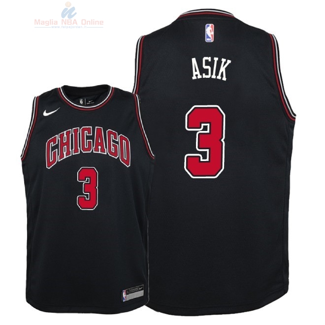 Acquista Maglia NBA Bambino Chicago Bulls #3 Omer Asik Nero Statement 2018