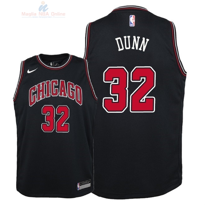 Acquista Maglia NBA Bambino Chicago Bulls #32 Kris Dunn Nero Statement 2018