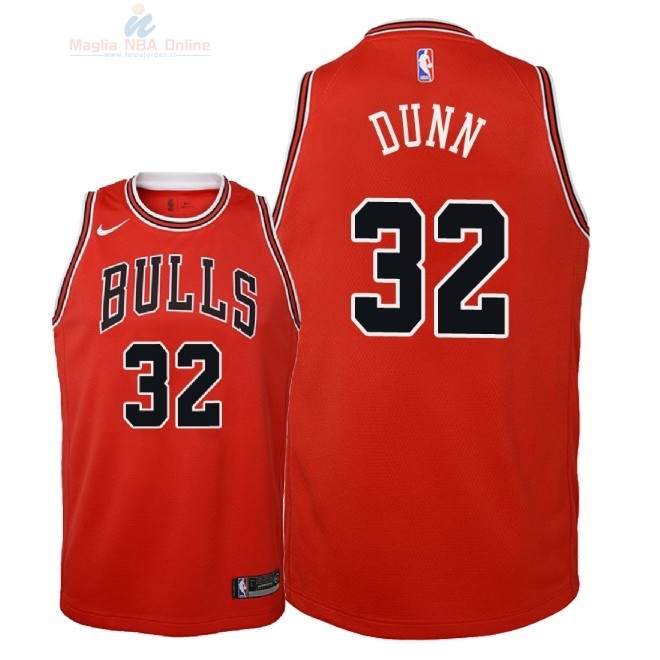 Acquista Maglia NBA Bambino Chicago Bulls #32 Kris Dunn Rosso Icon 2018