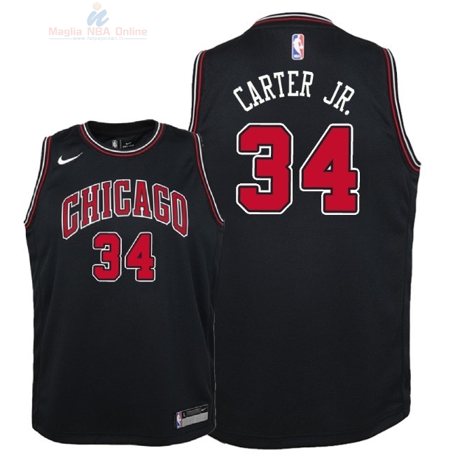 Acquista Maglia NBA Bambino Chicago Bulls #34 Wendell Carter Jr Nero Statement 2018