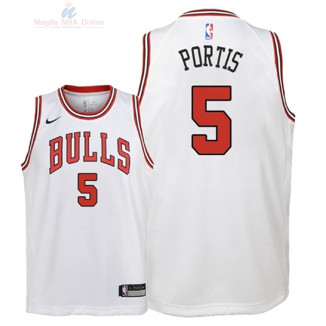 Acquista Maglia NBA Bambino Chicago Bulls #5 Bobby Portis Bianco Association 2018