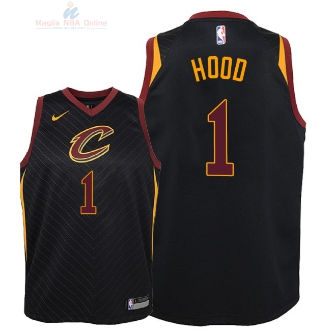 Acquista Maglia NBA Bambino Cleveland Cavaliers #1 Rodney Hood Nero Statement 2018