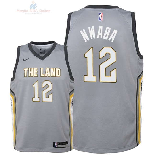 Acquista Maglia NBA Bambino Cleveland Cavaliers #12 David Nwaba Nike Grigio Città 2018