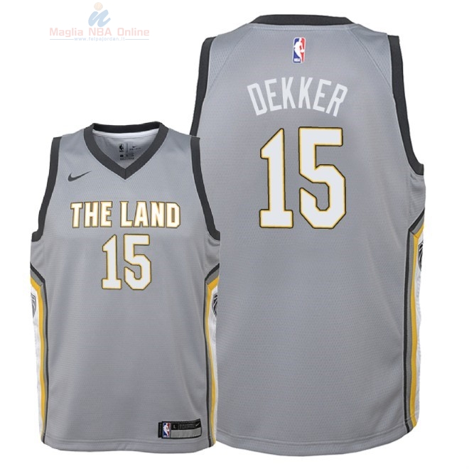 Acquista Maglia NBA Bambino Cleveland Cavaliers #15 Sam Dekker Nike Grigio Città 2018