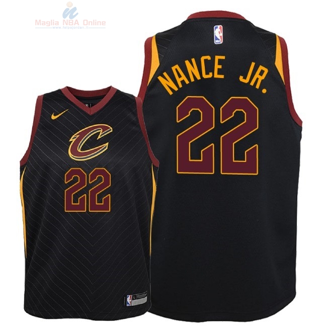 Acquista Maglia NBA Bambino Cleveland Cavaliers #22 Larry Nance Jr Nero Statement 2018