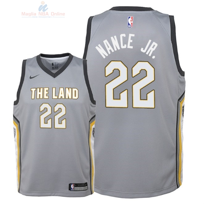 Acquista Maglia NBA Bambino Cleveland Cavaliers #22 Larry Nance Jr Nike Grigio Città 2018
