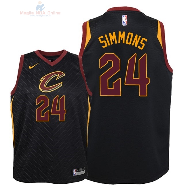 Acquista Maglia NBA Bambino Cleveland Cavaliers #24 Kobi Simmons Nero Statement 2018