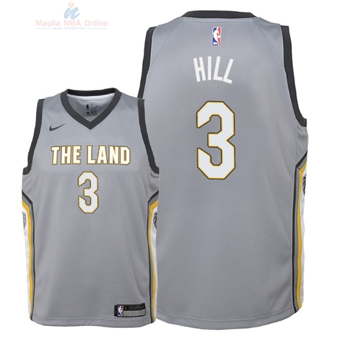 Acquista Maglia NBA Bambino Cleveland Cavaliers #3 George Hill Nike Grigio Città 2018