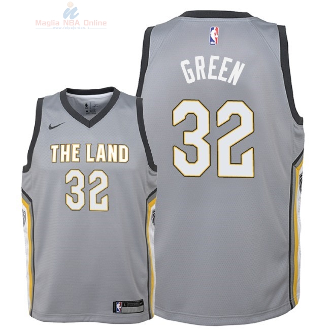 Acquista Maglia NBA Bambino Cleveland Cavaliers #32 Jeff Green Nike Grigio Città 2018