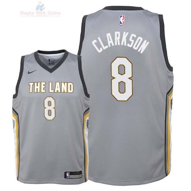 Acquista Maglia NBA Bambino Cleveland Cavaliers #8 Jordan Clarkson Nike Grigio Città 2018