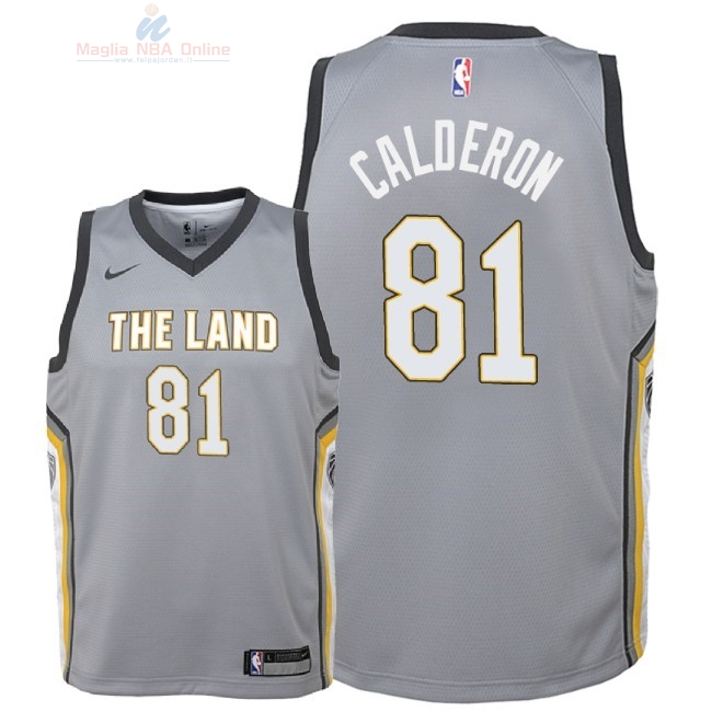 Acquista Maglia NBA Bambino Cleveland Cavaliers #81 Jose Calderon Nike Grigio Città 2018