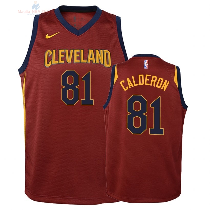 Acquista Maglia NBA Bambino Cleveland Cavaliers #81 Jose Calderon Rosso Icon 2018